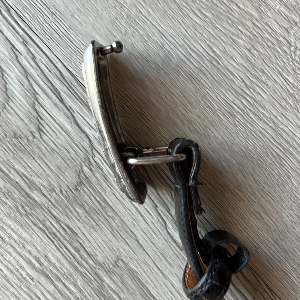BRIGHTON Embossed Leather Alligator pattern Silver tone Buckle and Tip​